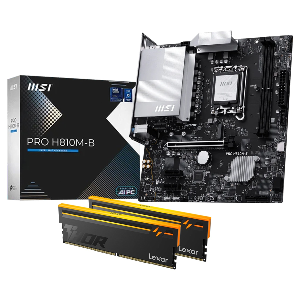 Lexar THOR RGB 16GB (1x16GB) DDR5 6000MHz  + MSI PRO H810M-B  Anakart Bundle
