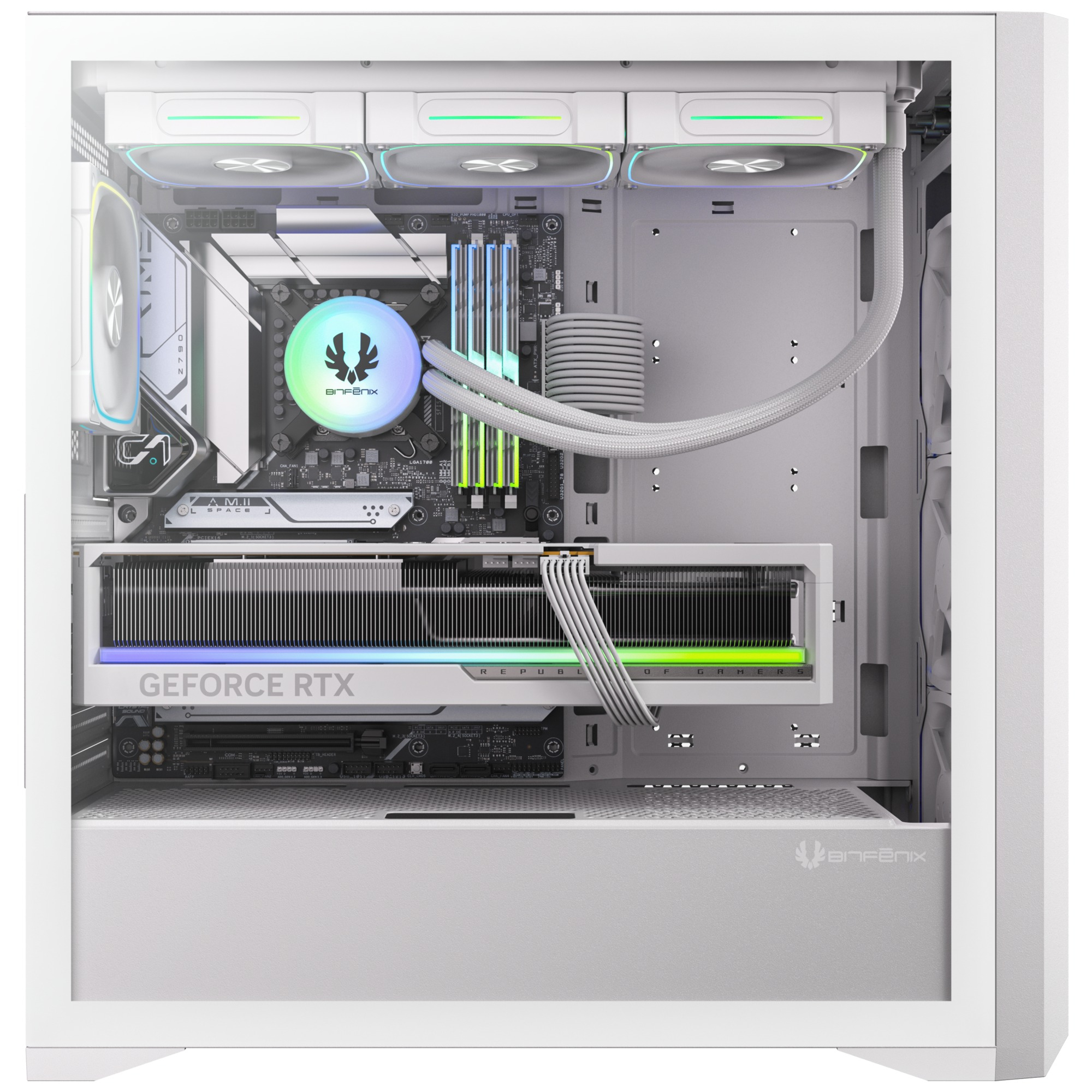Bitfenix Sepii White 850W 80+ Bronze PSU 4X120mm FRGB  Fan ATX Temperli Cam Beyaz Gaming (Oyuncu) Kasa