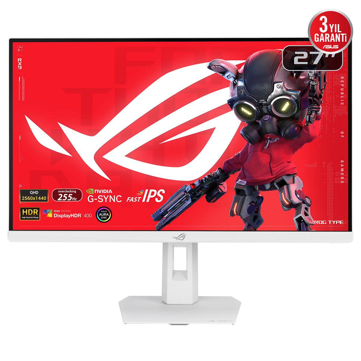 ASUS ROG Strix XG27ACMES-W 27″ 255Hz 0.3ms 2K QHD Adaptive Sync Fast IPS Pivot Gaming Monitör