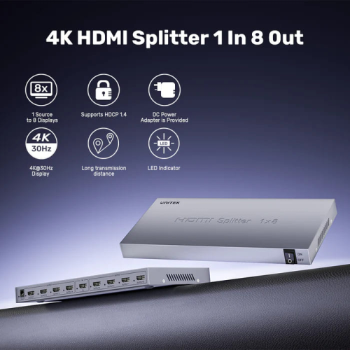Unitek 4K HDMI Çoklayıcı 1 Giriş 8 Çıkış (V1132A01-EU)