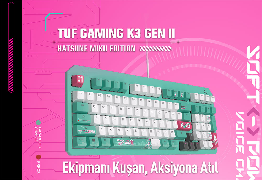 ASUS TUF Gaming K3 Gen II Hatsune Miku Edition Optik Mekanik Red