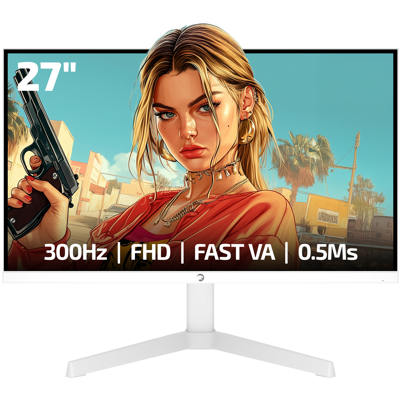 GamePower Rapid V90 27″ 300Hz 0.5Ms Fast VA FHD Pivot RGB Beyaz Gaming Monitör (Sıfır Ölü Piksel Garantili)