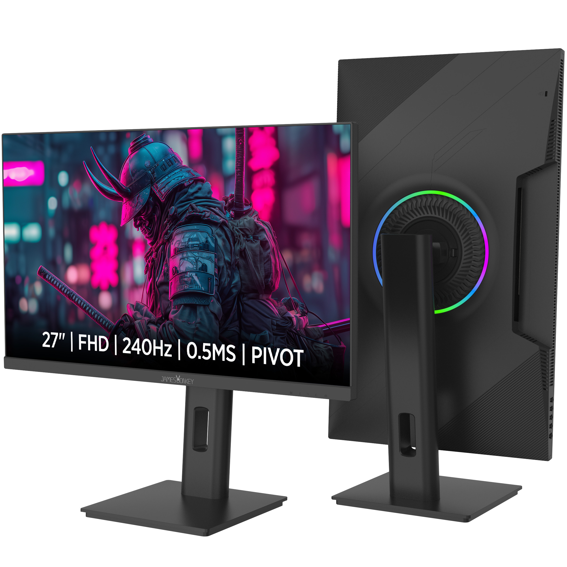 James Donkey Arven A70 27″ 240Hz 0.5Ms FHD VA Panel Gaming RGB Pivot Monitör (Sıfır Ölü Piksel Garantili)