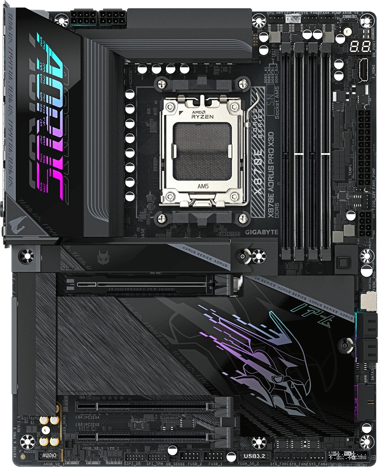 Gigabyte X870E AORUS PRO X3D WIFI-7 AM5 DDR5 9000MHz (OC) ATX Gaming Anakart