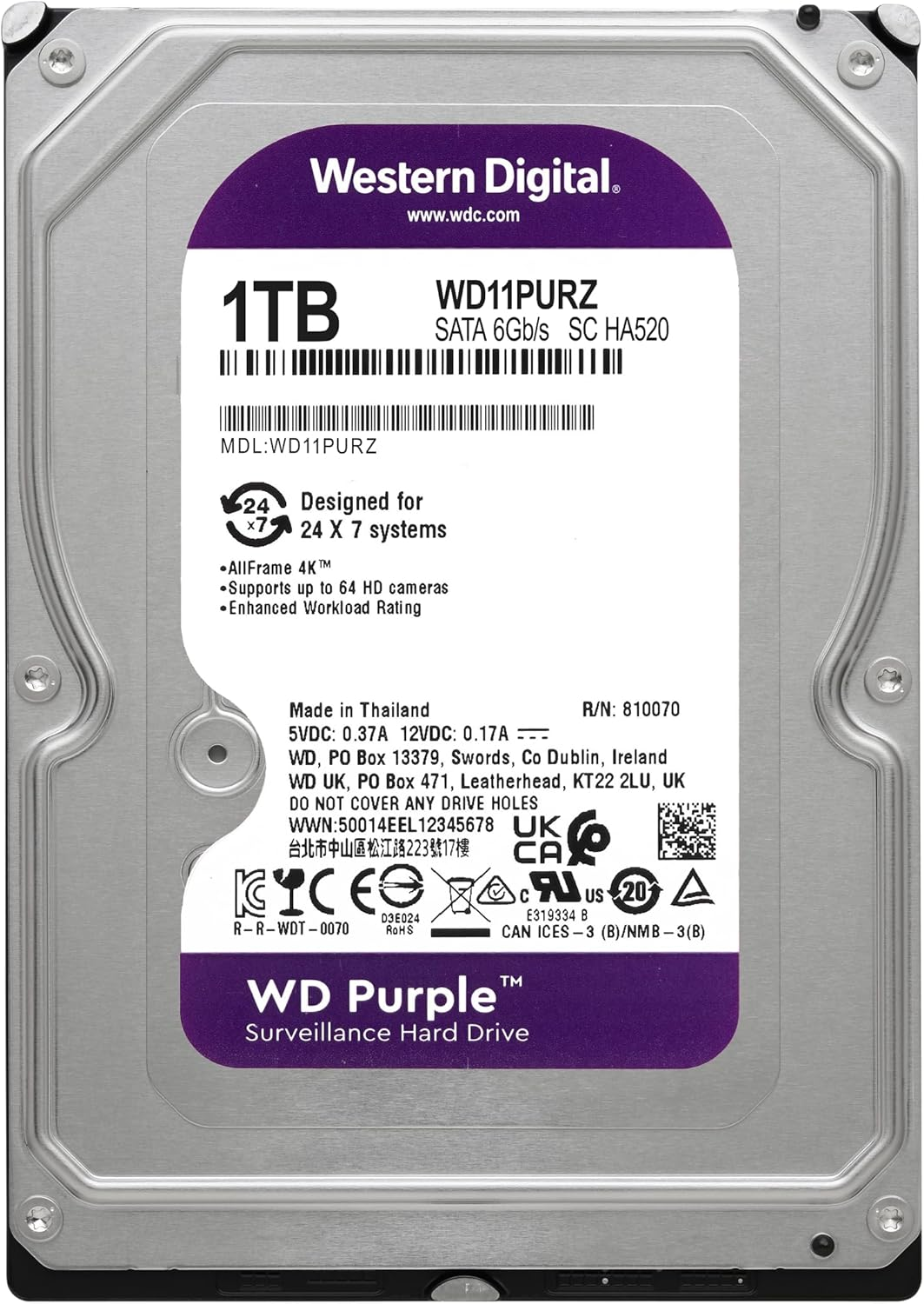 WD Purple WD11PURZ 1TB Güvenlik Diski