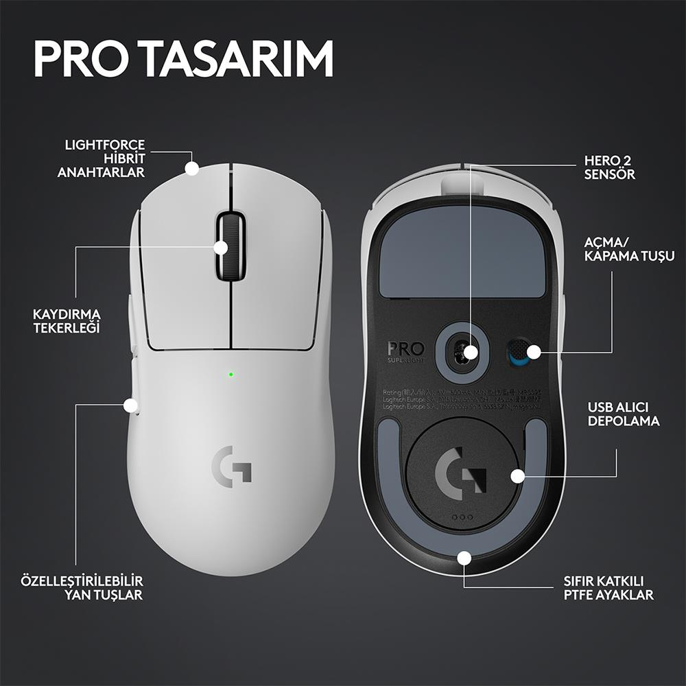 Logitech G Pro X Superlight 2 910-006639 Kablosuz Beyaz Gaming Mouse