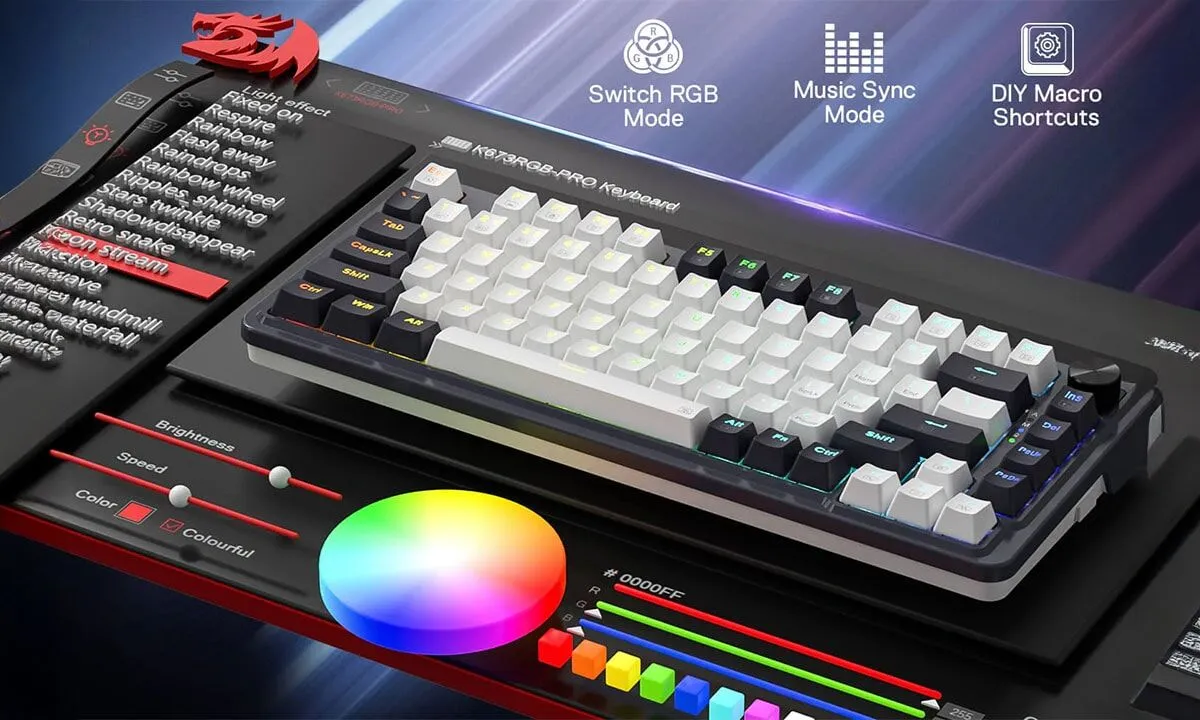 REDRAGON UCAL PRO K673WB-RGB-PRO Kablosuz Klavye 
