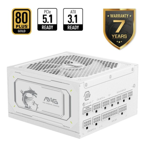 MSI MAG A1000GL PCIE5 Beyaz 1000W 80+ Gold Full Modüler