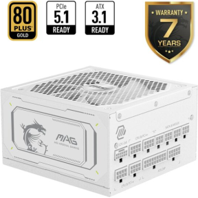MSI MAG A1000GL PCIE5 Beyaz 1000W 80+ Gold Full Modüler Power Supply