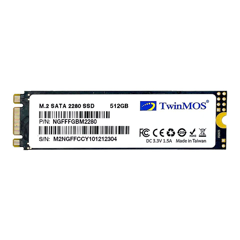 TwinMOS 512GB 580/550 MB/s M.2 SATA3 NVMe SSD (NGFFFGBM2280)