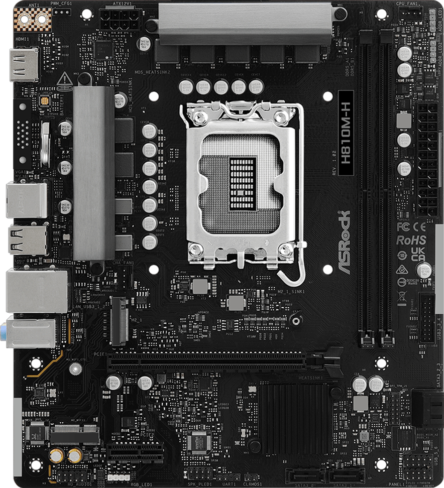 Asrock H810M-H LGA1851 DDR5 6400MHz+(OC) mATX Gaming Anakart