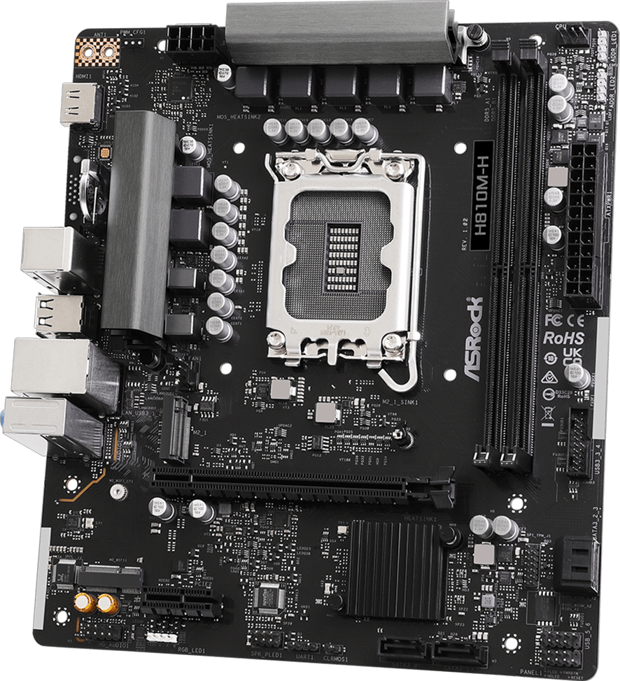 Asrock H810M-H LGA1851 DDR5 6400MHz+(OC) mATX Gaming Anakart
