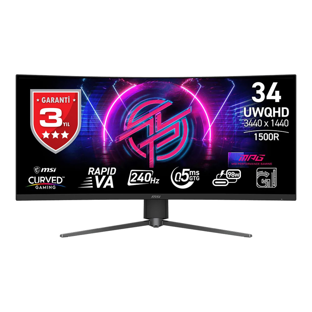 MSI MPG 346CQRF X24 34″ 240Hz 0.5ms 2K UWQHD Adaptive Sync Rapid VA Kavisli Gaming Monitör