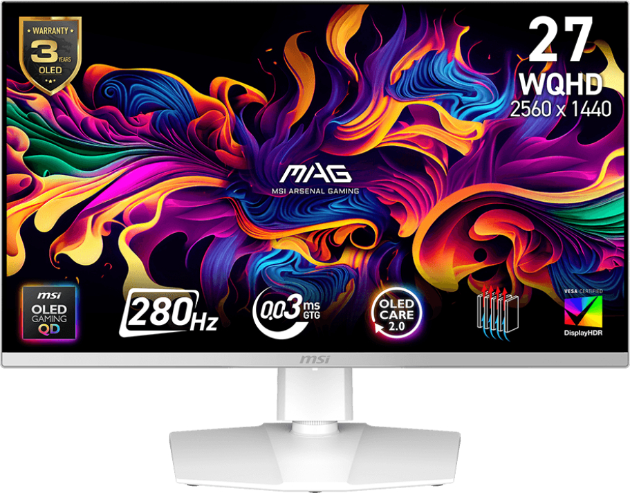 MSI MAG 272QPW QD-OLED X28 26.5″ 280Hz 0.03ms 2K WQHD Adaptive Sync Beyaz Pivot Gaming Monitör