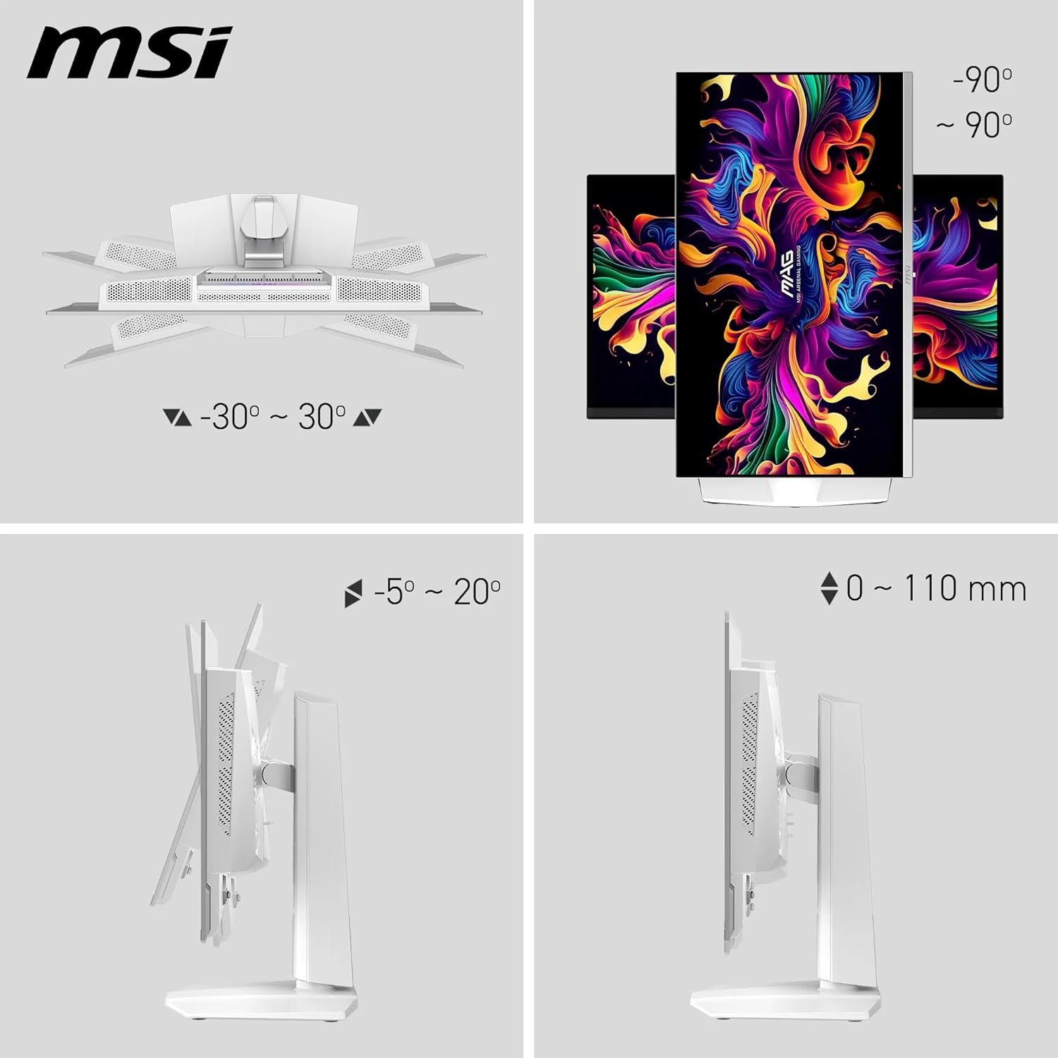 MSI MAG 272QPW QD-OLED X28 26.5″ 280Hz 0.03ms 2K WQHD Adaptive Sync Beyaz Pivot Gaming Monitör