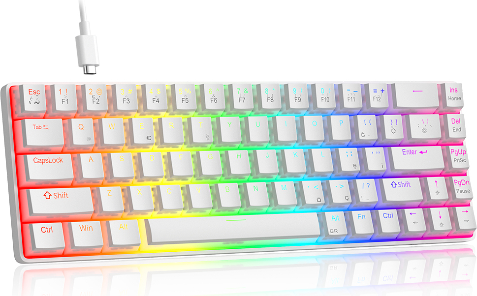MageGee MK-BOX Pudding 68 Tuş RGB Red Switch Kablolu Beyaz Gaming Klavye