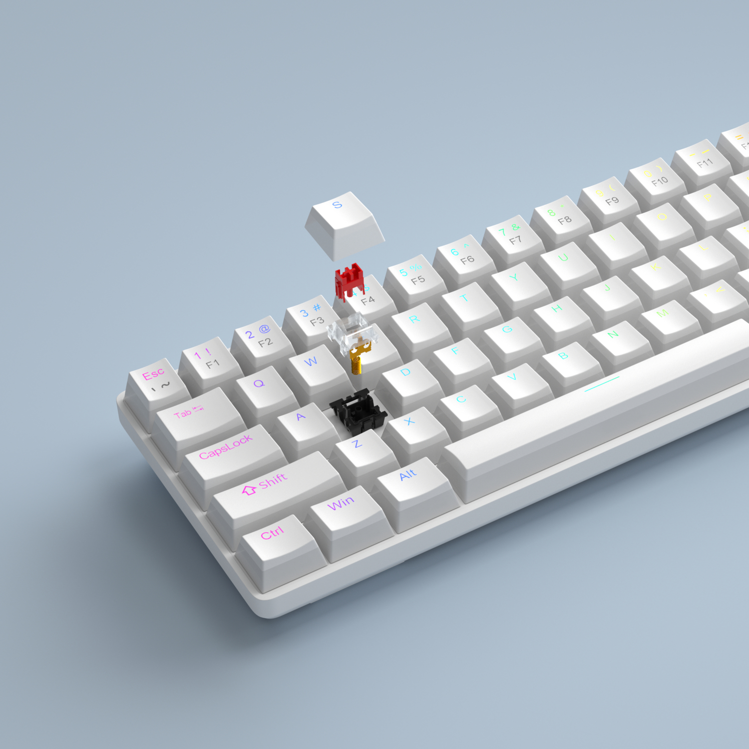 MageGee MK-BOX Pudding 68 Tuş RGB Red Switch Kablolu Beyaz Gaming Klavye