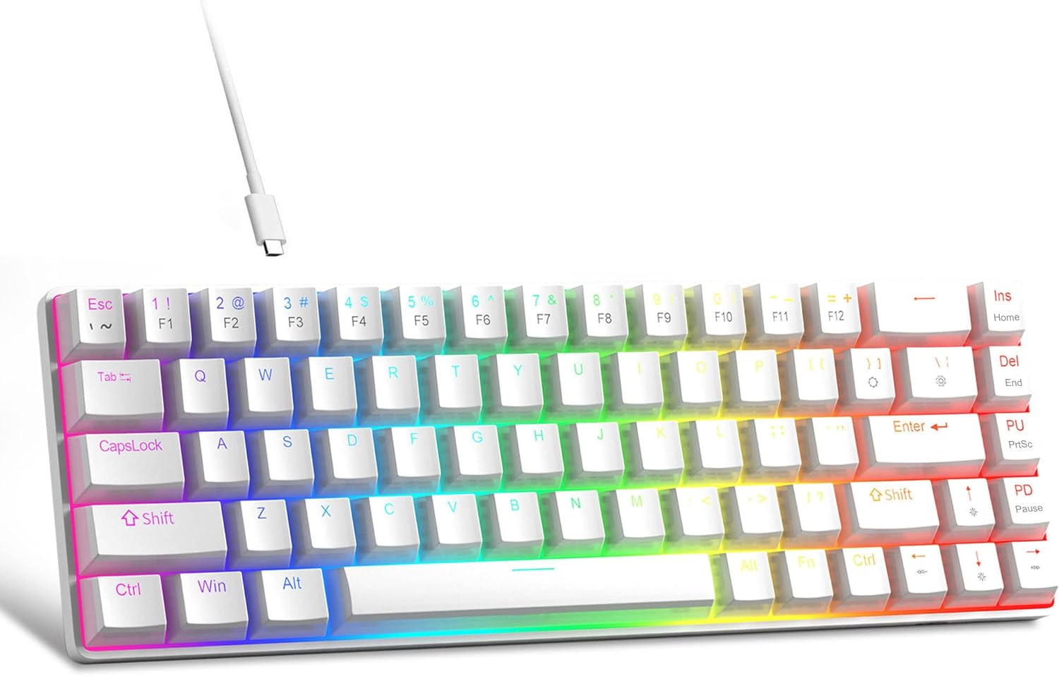 MageGee MK-BOX Pudding 68 Tuş RGB Red Switch Kablolu Beyaz Gaming Klavye