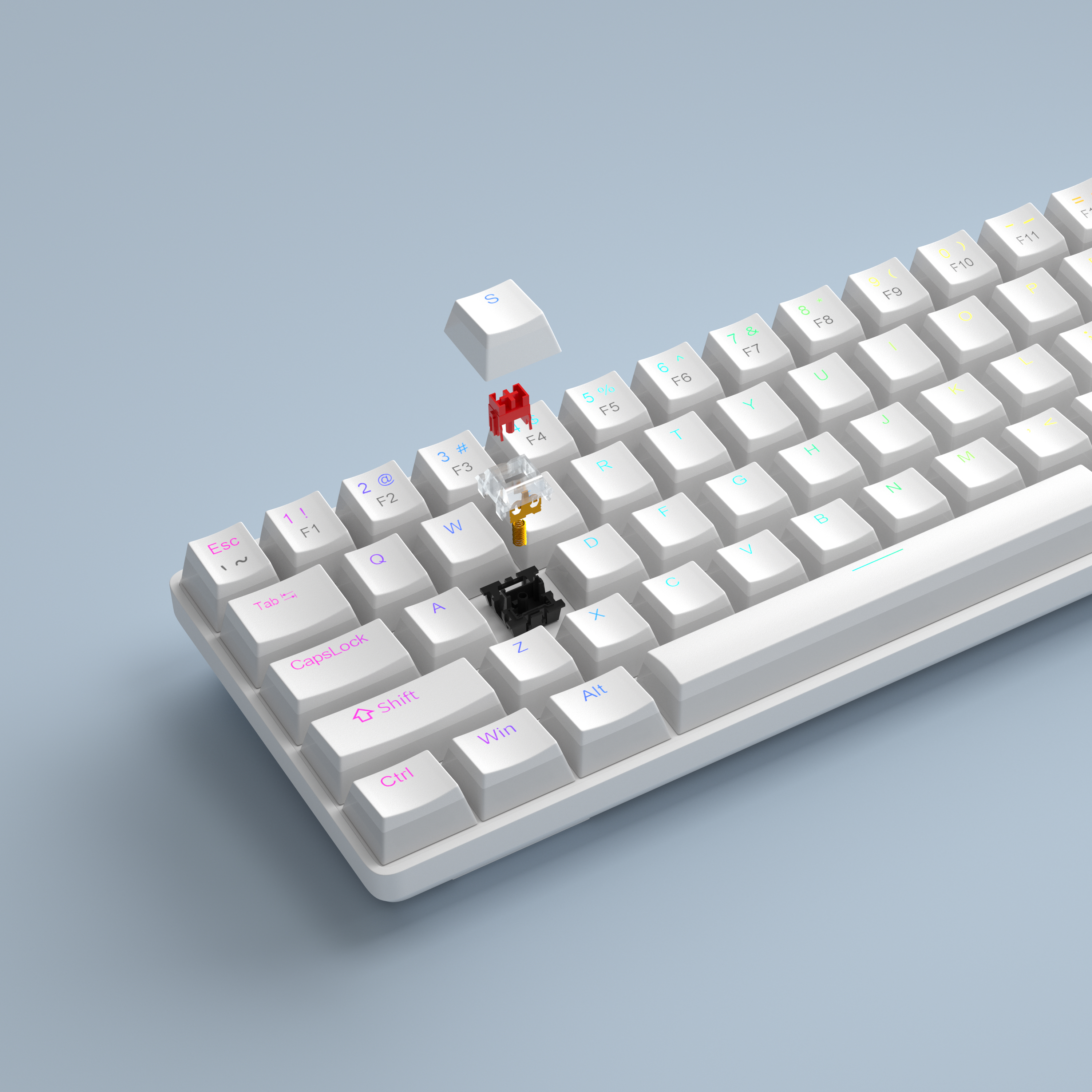 MageGee MK-BOX Pudding 68 Tuş RGB Red Switch Kablolu Beyaz Gaming Klavye