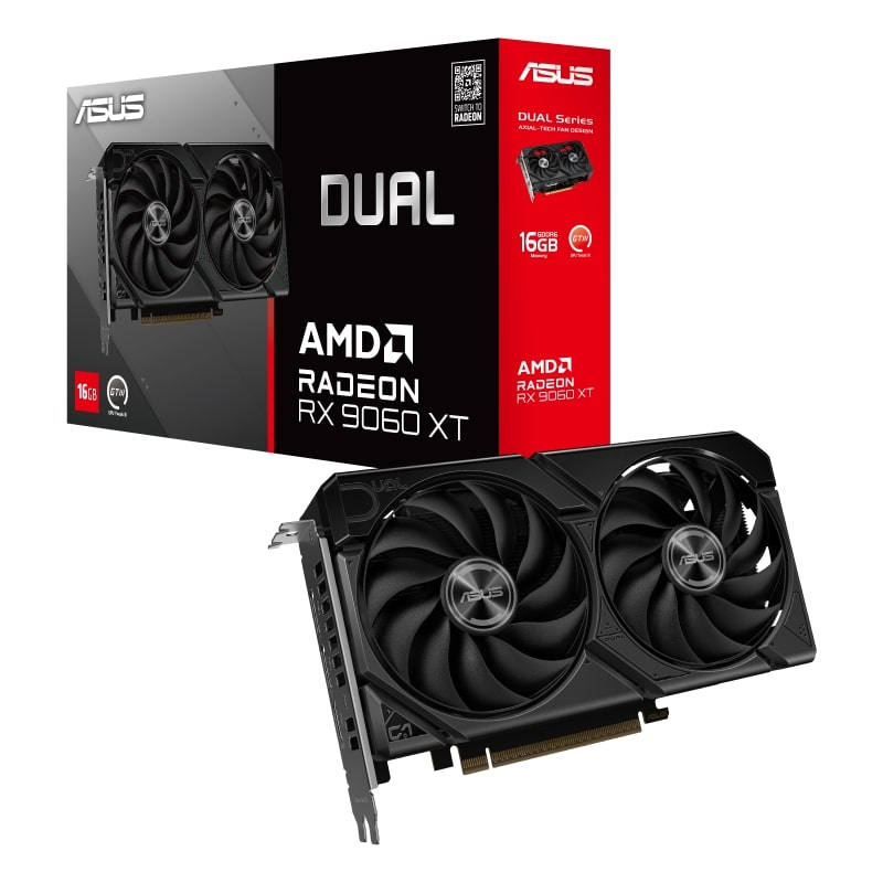 ASUS DUAL AMD Radeon RX 9060XT 16GB DUAL-RX9060XT-16G GDDR6 128Bit DX12 Gaming (Oyuncu) Ekran Kartı + ASUS TUF GAMING B850M-PLUS AMD B850 AM5 SOKET DDR5 8000+(OC)MHz mATX Gaming (Oyuncu) Anakart