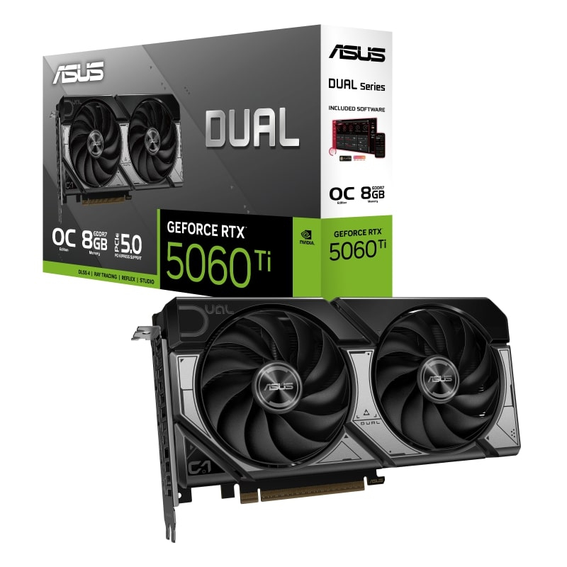ASUS DUAL GeForce RTX 5060 TI OC 8GB DUAL-RTX5060TI-O8G GDDR7 128Bit DX12 DLSS 4 Gaming (Oyuncu) Ekran Kartı + ASUS TUF GAMING B850-E WIFI AMD B850 AM5 Soket DDR5 8000+(OC)MHz ATX Gaming (Oyuncu) Anakart