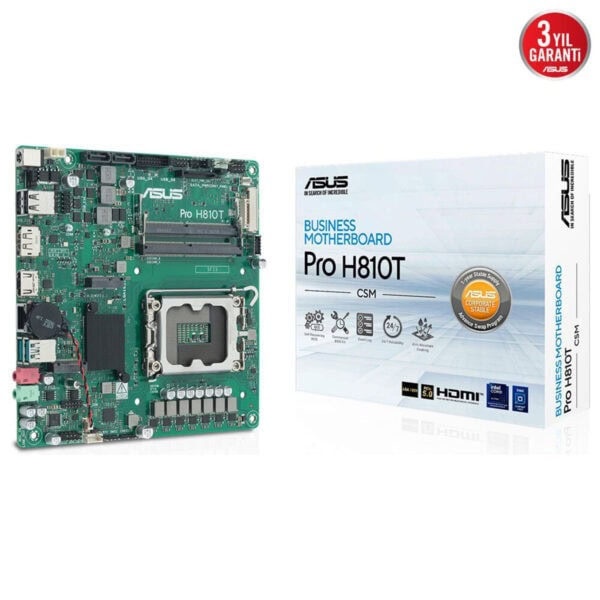 ASUS PRO H810T-CSM Intel H810 LGA1851 DDR5 6400MHz Thin Mini ITX Anakart