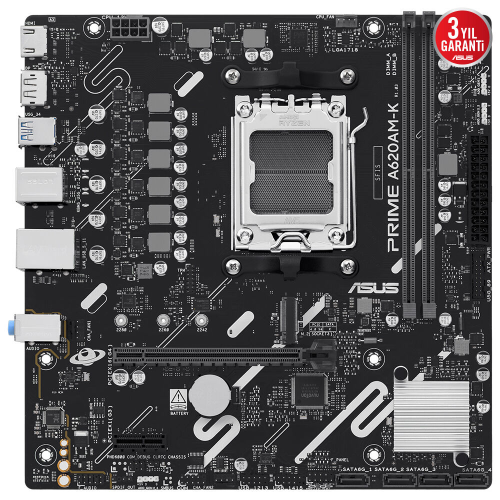 ASUS PRIME A620AM-K 7600Mhz(OC) DDR5 Soket AM5 M.2 DP HDMI mATX (Oyuncu) Anakart