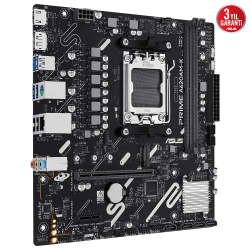 ASUS PRIME A620AM-K 7600Mhz(OC) DDR5 Soket AM5 M.2 DP HDMI mATX (Oyuncu) Anakart