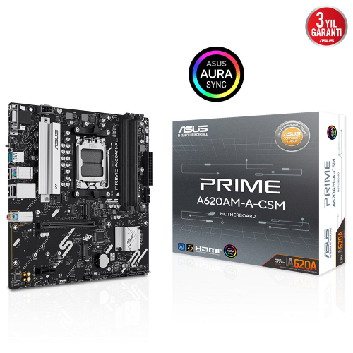 ASUS PRIME A620AM-A-CSM DDR5 7600Mhz(OC) M.2 AM5 mATX Anakart