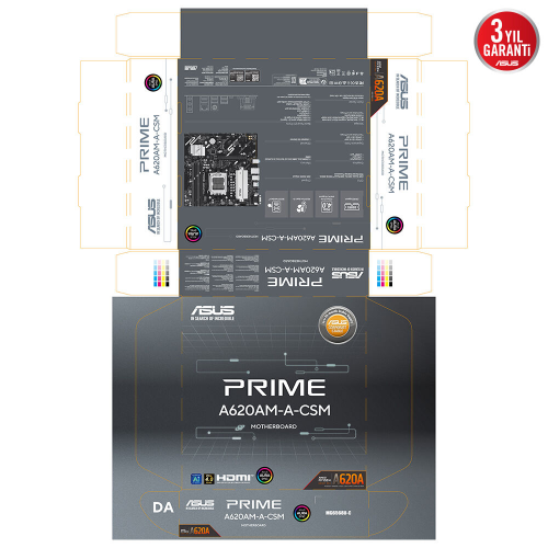 ASUS PRIME A620AM-A-CSM DDR5 7600Mhz(OC) M.2 AM5 mATX Anakart