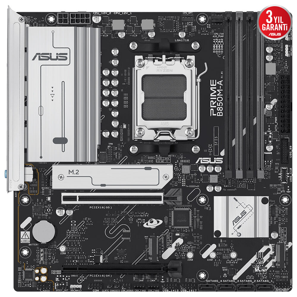 ASUS PRIME B850M-A-CSM 8000Mhz(OC) M.2 AM5 mATX Anakart