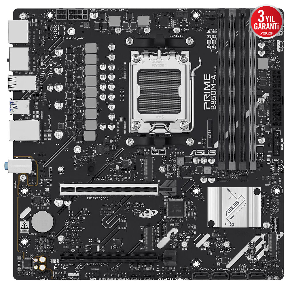 ASUS PRIME B850M-A-CSM 8000Mhz(OC) M.2 AM5 mATX Anakart