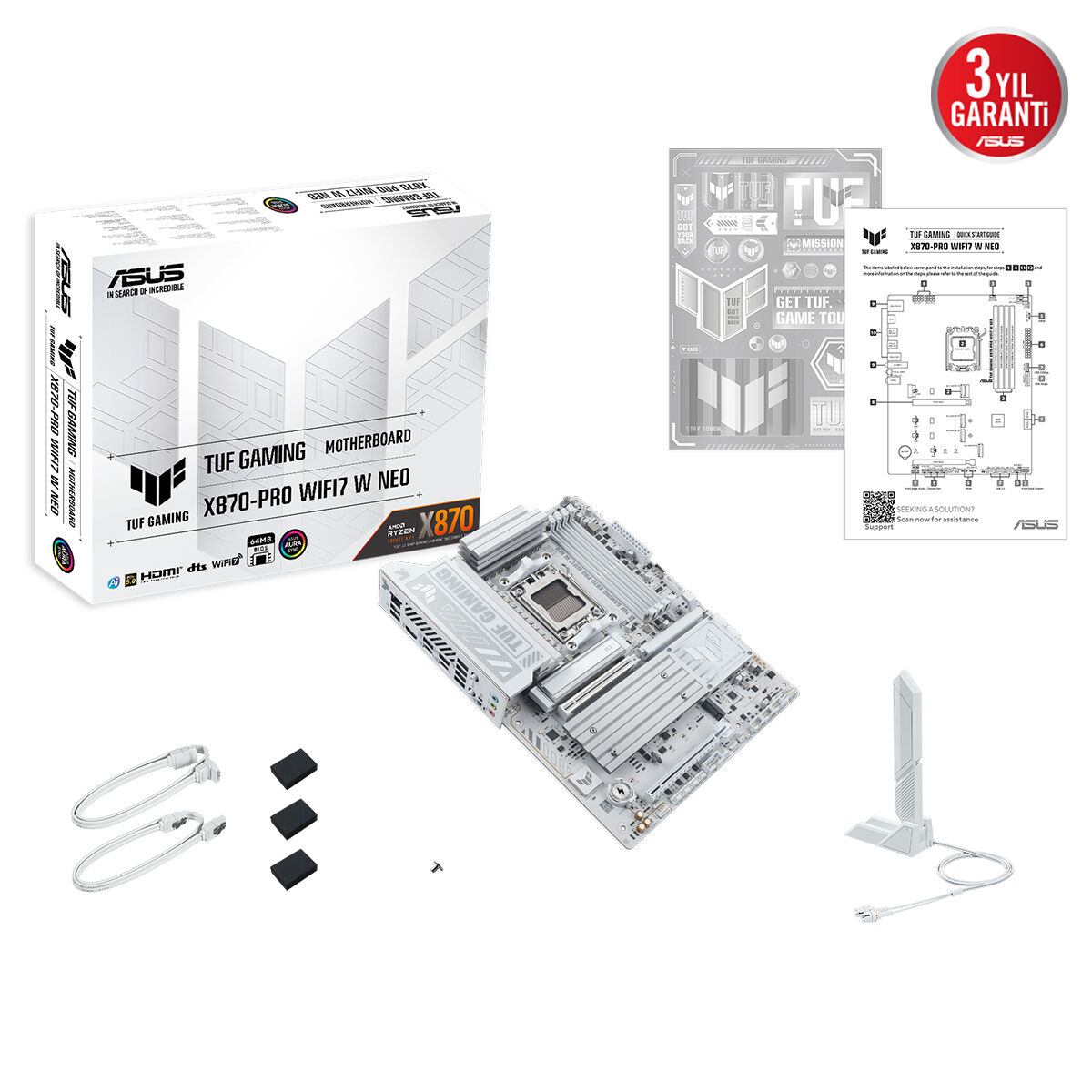 ASUS TUF GAMING X870-PRO WIFI7 W NEO 9600Mhz(OC) M.2 AM5 ATX Anakart