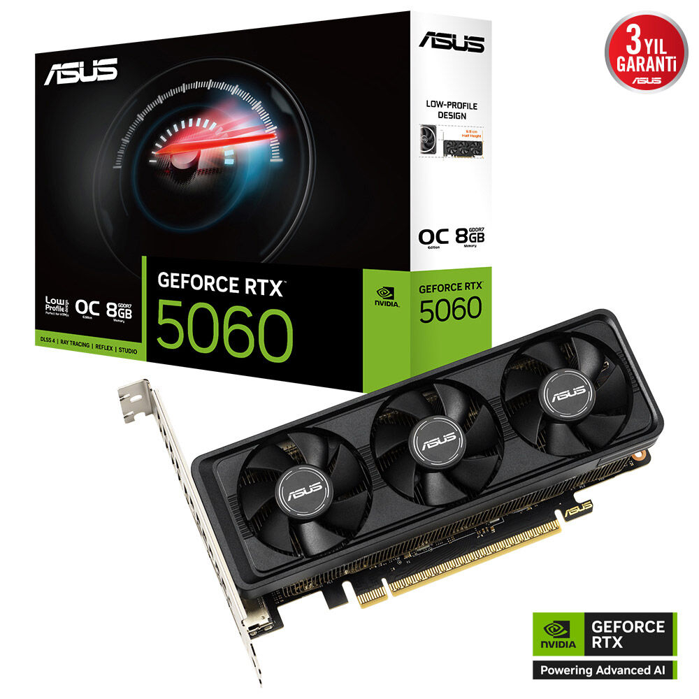 Asus GeForce RTX 5060 LP BRK OC 8GB GDDR7 128Bit DX12 DLSS4 Gaming (Oyuncu) Ekran Kartı