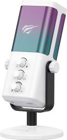 Havit GK65 RGB Profesyonel Yayıncı Mikrofonu 192kHz 24Bit Hi-Fi Dahili Ses Kartlı - Beyaz