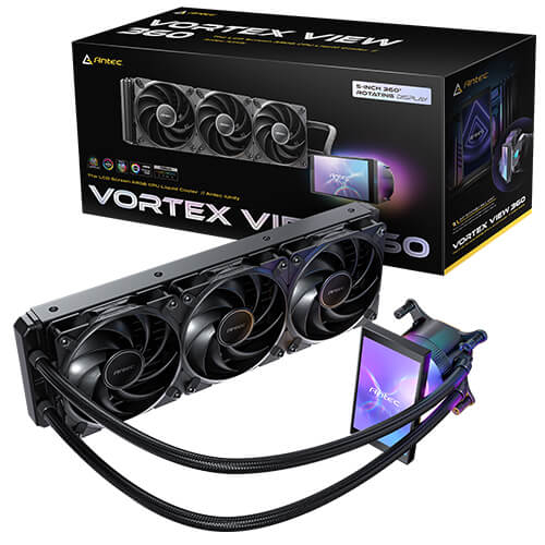 Antec Vortex View 360 ARGB AIO 5″ LCD Ekran Siyah İşlemci Sıvı Soğutucusu