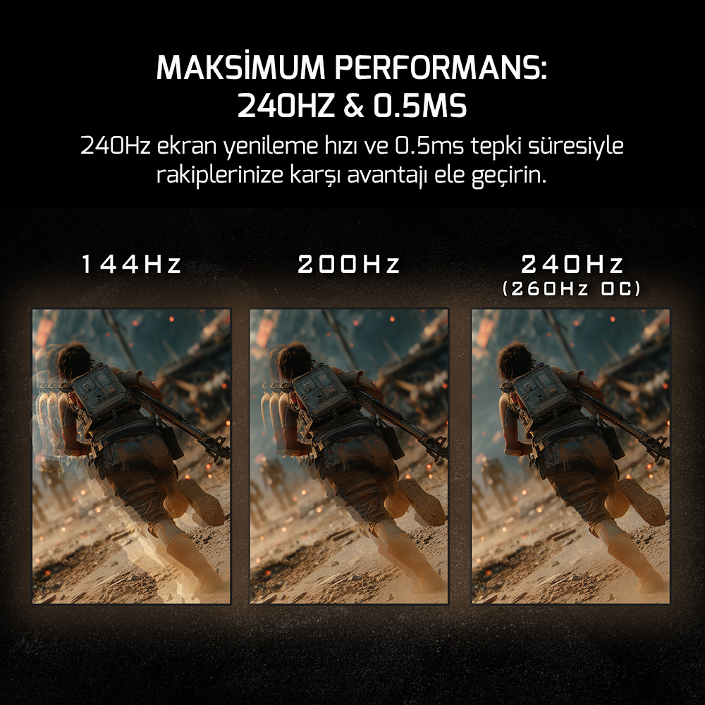 GamePower Kaze T10 24″ 260Hz 0.5ms FHD Fast IPS 2x2W Speaker Gaming Monitör (Sıfır Ölü Piksel Garantili)