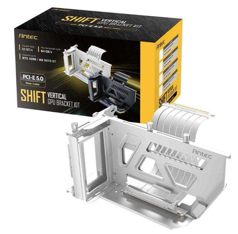Antec PCIe 5.0 Beyaz Riser Kablolu Dikey Braket