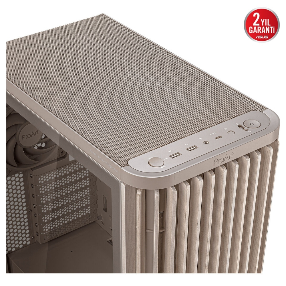ASUS ProArt PA401 Wood TG Bej USB 3.2  ATX Mid-Tower Gaming (Oyuncu) Kasa (90DC00M7-B39000)