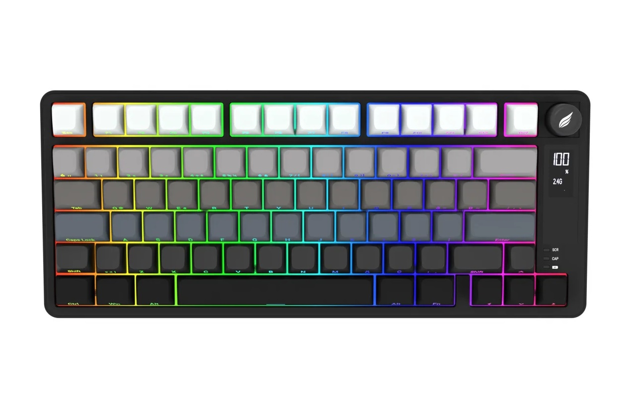 Hawk Gaming HK255BG Membrane LCD RGB Kablosuz/Bluetooth Siyah Gradyan %75 Türkçe Gaming Klavye