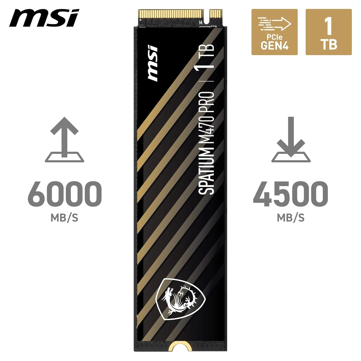MSI Spatium M470 PRO 1TB 6000/5000MB/s PCIe Gen 4.0 NVMe M.2 SSD Disk
