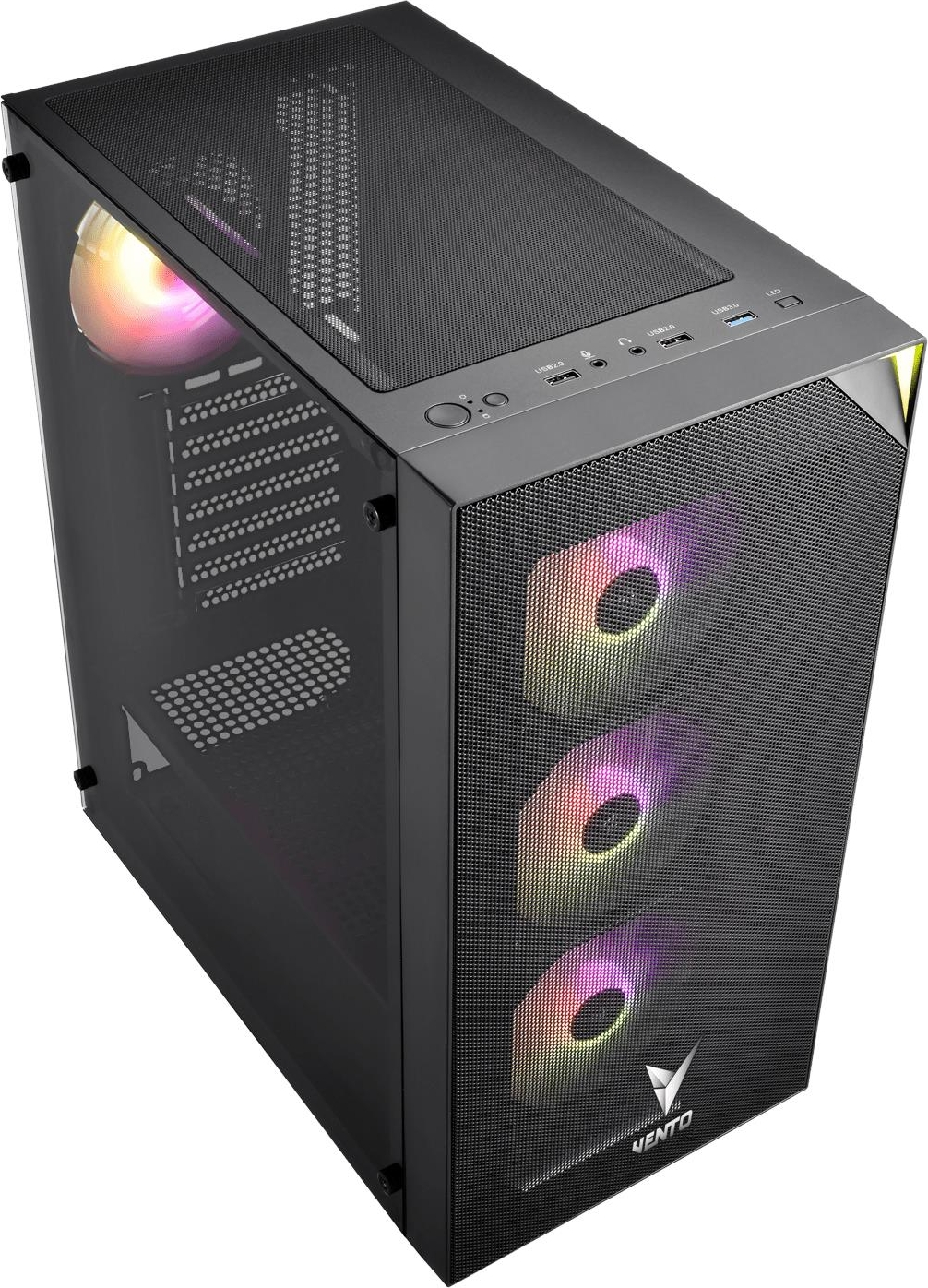 VENTO FSP VG3400S 650W 80+ 4x120mm RGB Fan Temperli Cam USB 3.0 Mesh ATX Gaming Kasa