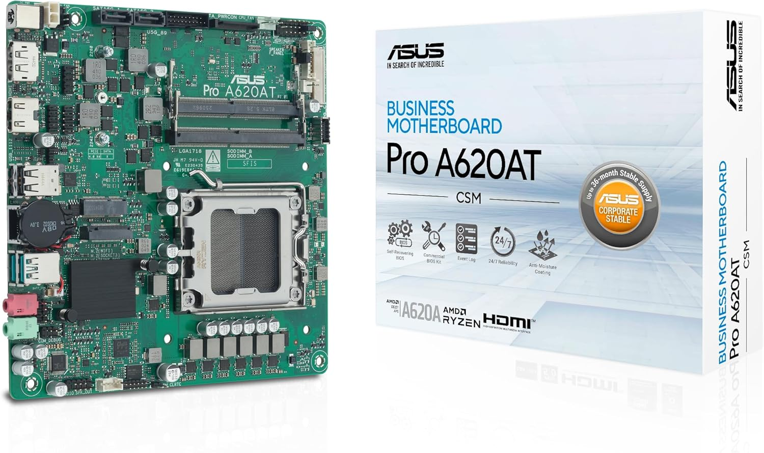 ASUS PRO A620AT-CSM AM5 DDR5 6400+(OC)MHz mATX Anakart