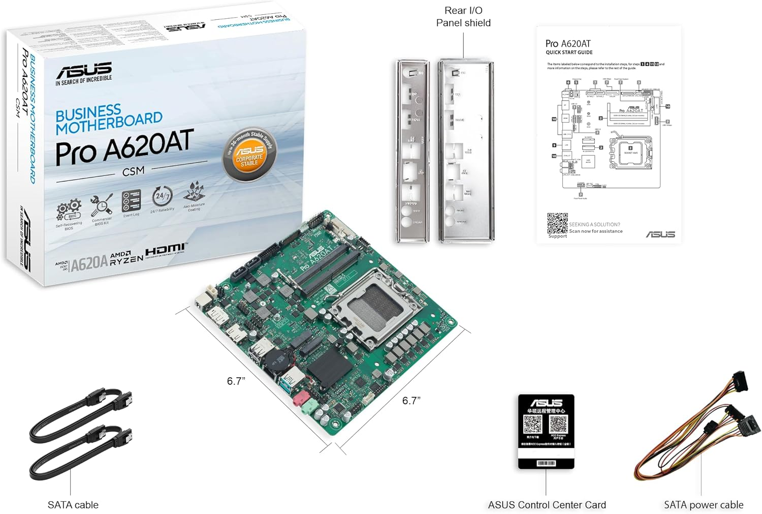 ASUS PRO A620AT-CSM AM5 DDR5 6400+(OC)MHz mATX Anakart