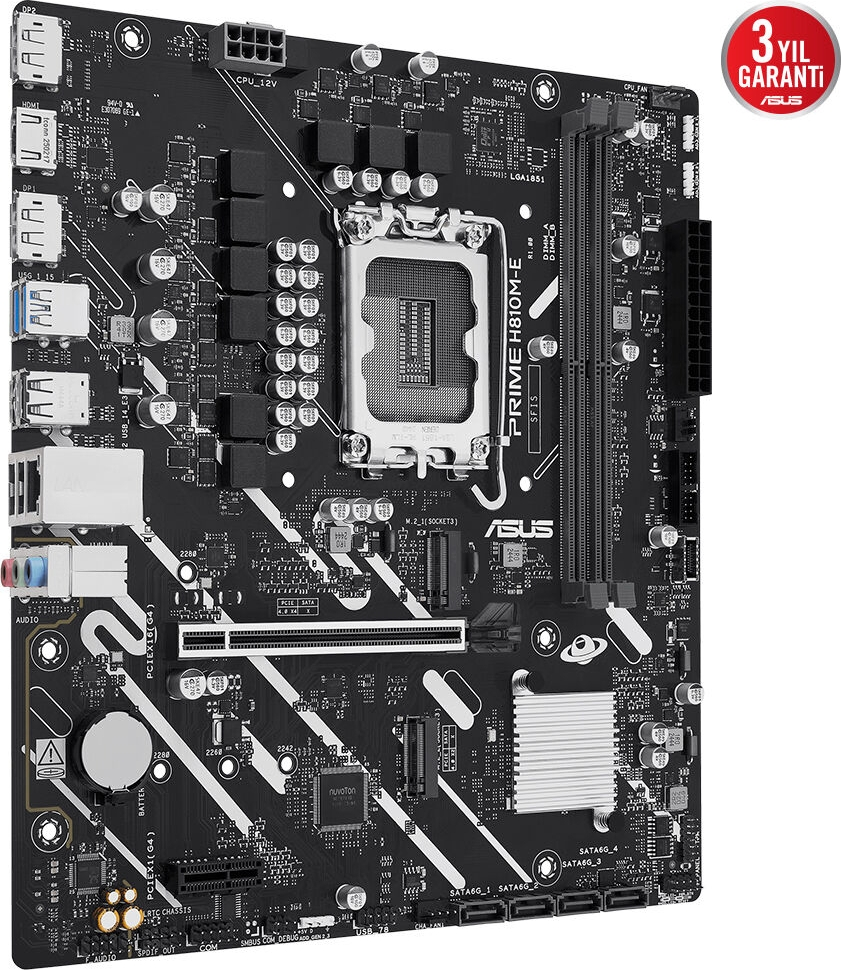 ASUS PRIME H810M-E-CSM Intel H810 Soket 1851 DDR5 6400MHz mATX Gaming Anakart