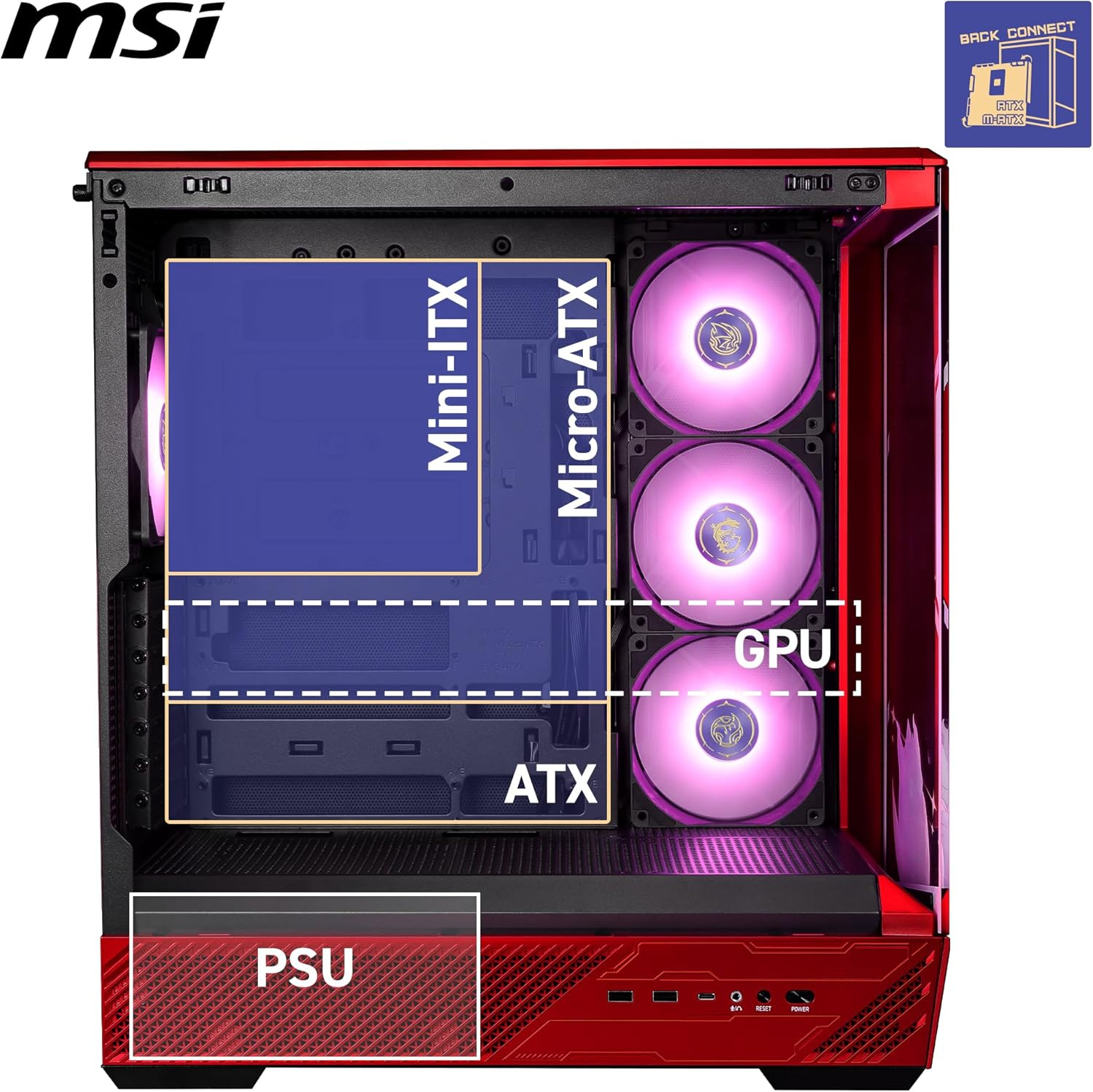 MSI MAG PANO 130R MLG EDITION 4 x ARGB Fan USB 3.2 ATX Tower Gaming Kasa