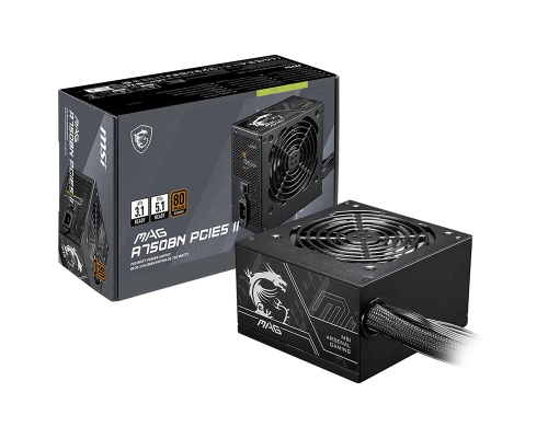 MSI MAG A750BN PCIE5 II 750W 80+ Bronze 120mm Fan Power Supply