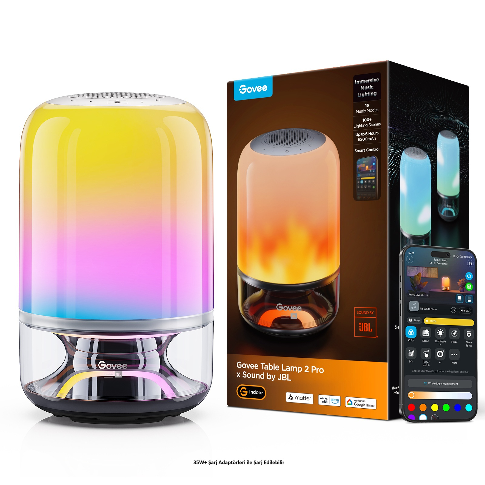 Govee RGBICWW Masa Lambası 2 Pro x JBL-H60200F1