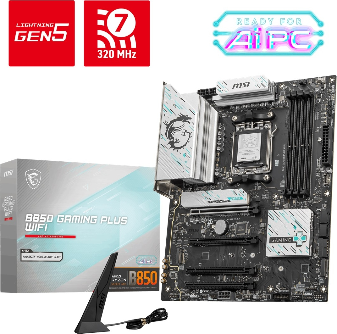 MSI MAG B850 GAMING PLUS MAX WIFI7 AM5 DDR5 8200+(OC)MHz ATX Gaming Anakart