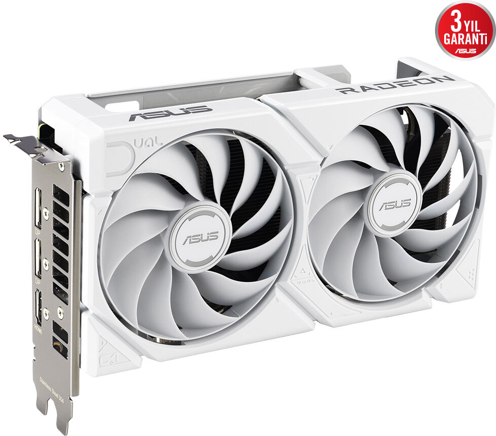 ASUS DUAL AMD Radeon RX 9060XT 16GB DUAL-RX9060XT-16G-WHITE GDDR6 128Bit DX12 Gaming Beyaz Ekran Kartı